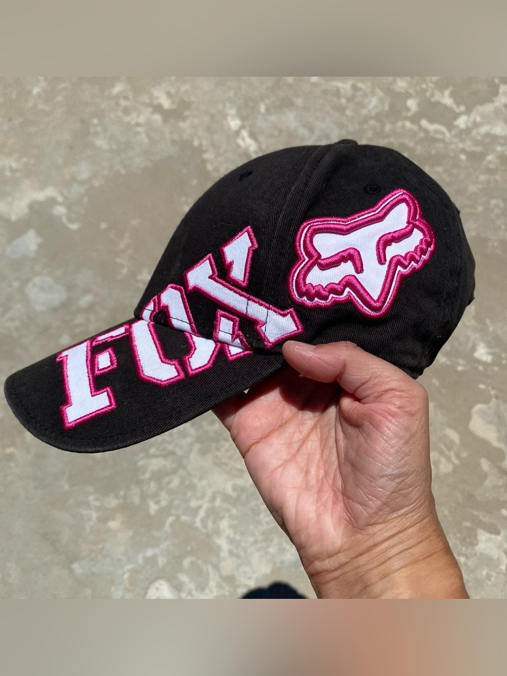 Fox Racing Hat Cap Snap Back Adult One Size Black Pink Motorcycle 100% Cotton